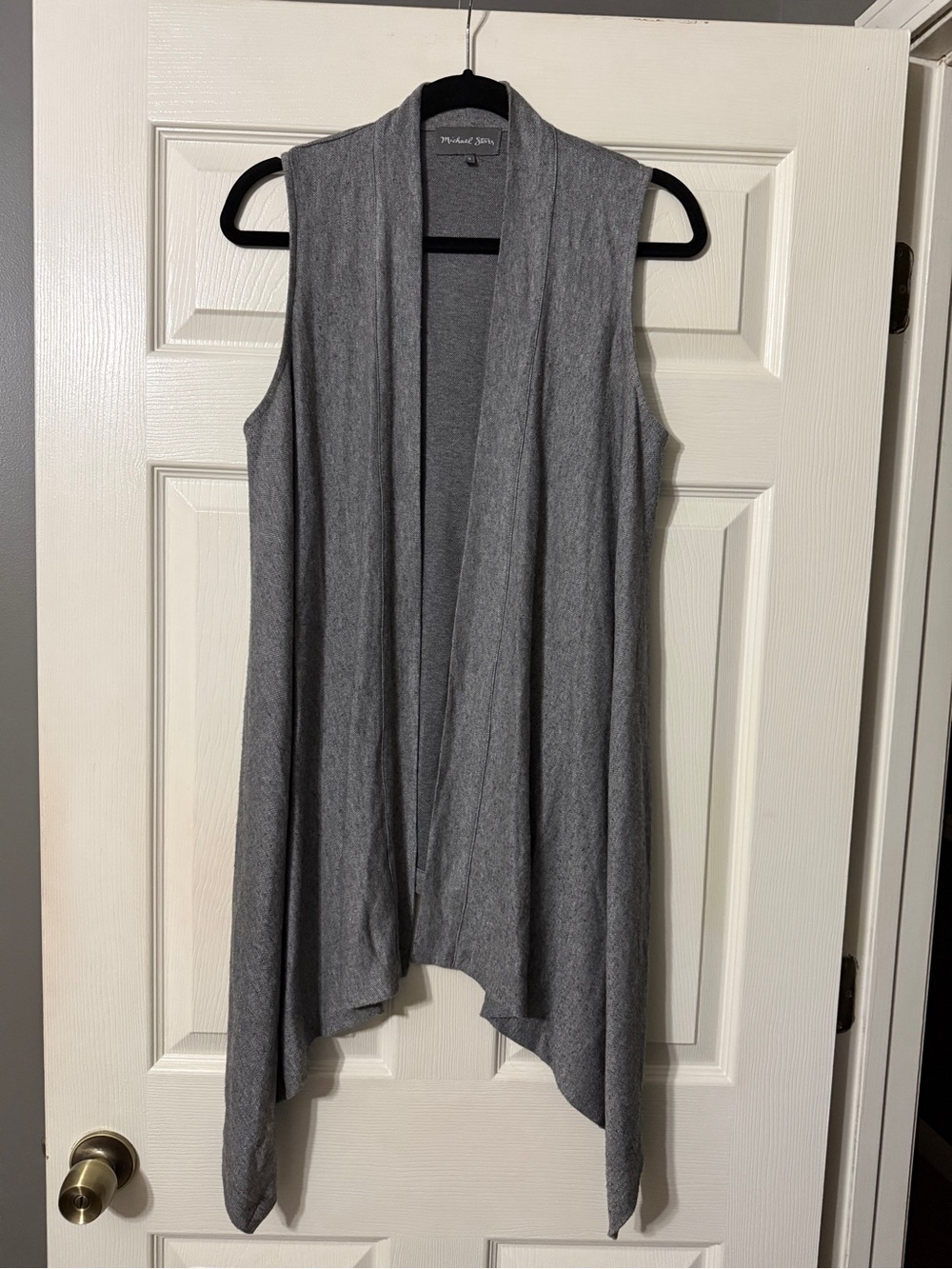 Michael Stars Gray Open-Front Sleeveless Drape Tunic